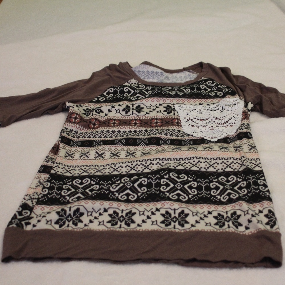 No Brand Patterned Baseball T-shirt